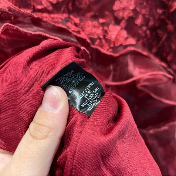Lulus Lavish Lifestyle Burgundy Embroidered Ruffled Mini Dress Tulle Tutu Size L - Picture 8 of 10
